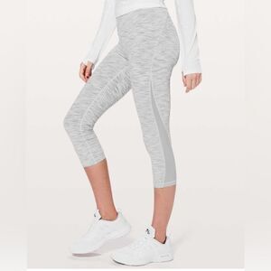 Lululemon train times crop wee are from space ice grey alpine white size 4